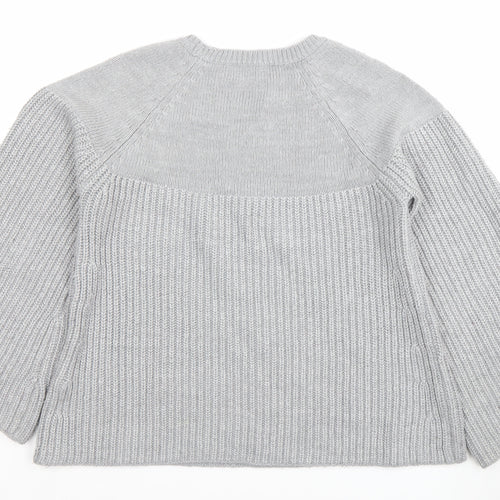 Red Herring Women’s Grey Acrylic Jumper Size 10 Crew Neck Knit