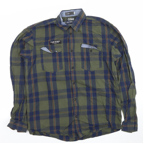 Jack & Jones Core Men's Green Check Long Sleeve Button-Up Shirt XL
