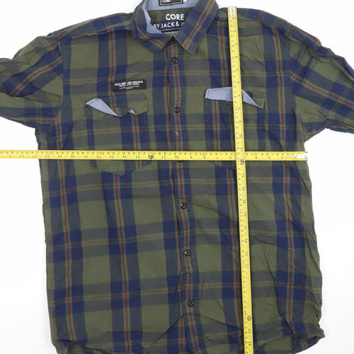 Jack & Jones Core Men's Green Check Long Sleeve Button-Up Shirt XL