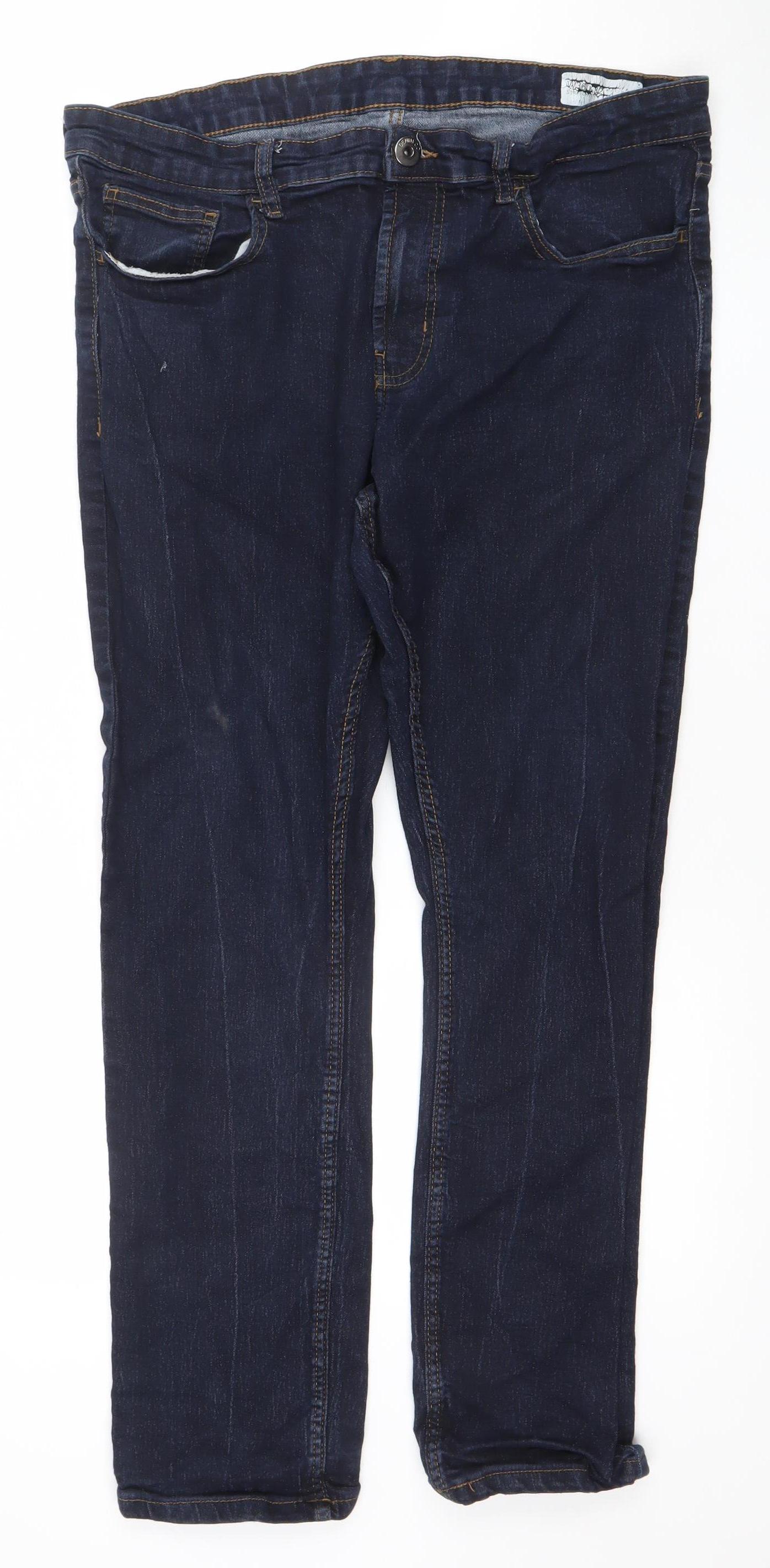 Denim Co. Mens Blue Straight Leg Jeans 36W 32L Cotton Blend