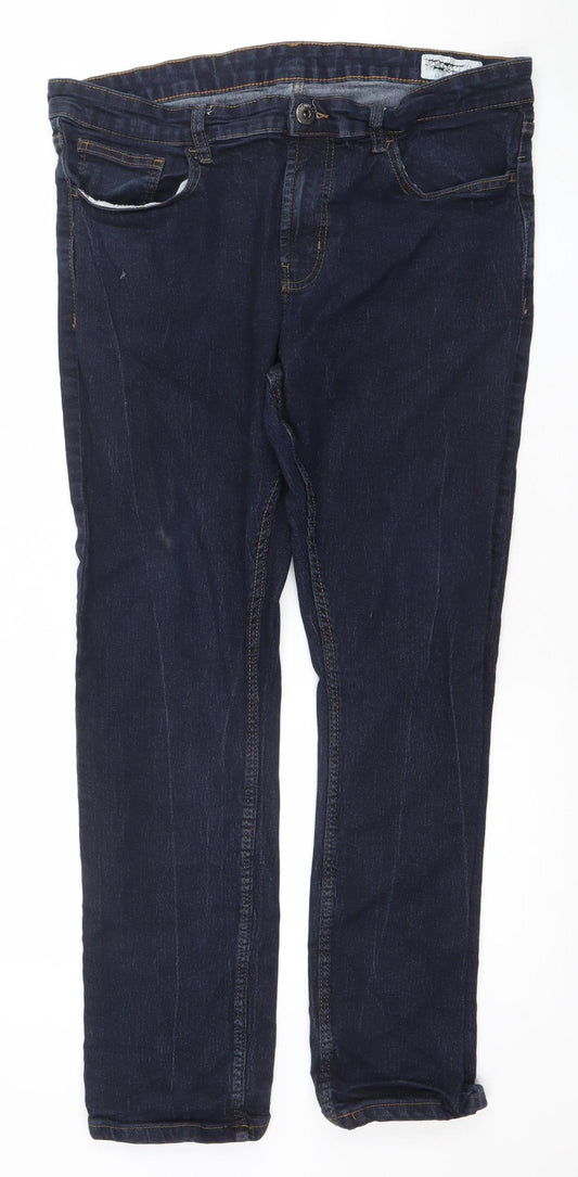 Denim Co. Mens Blue Straight Leg Jeans 36W 32L Cotton Blend