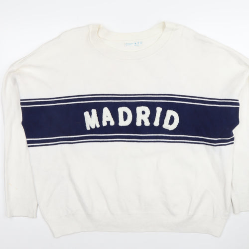 Primark Women’s White Madrid Pullover Jumper XL Crew Neck Knit