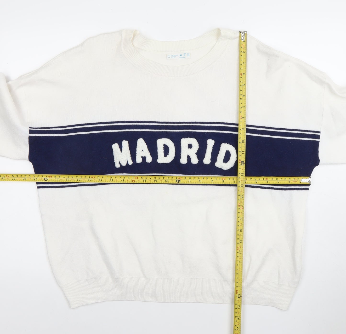Primark Women’s White Madrid Pullover Jumper XL Crew Neck Knit