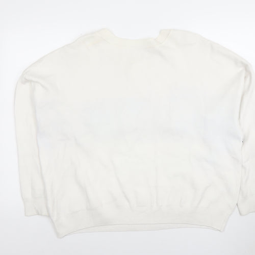 Primark Women’s White Madrid Pullover Jumper XL Crew Neck Knit