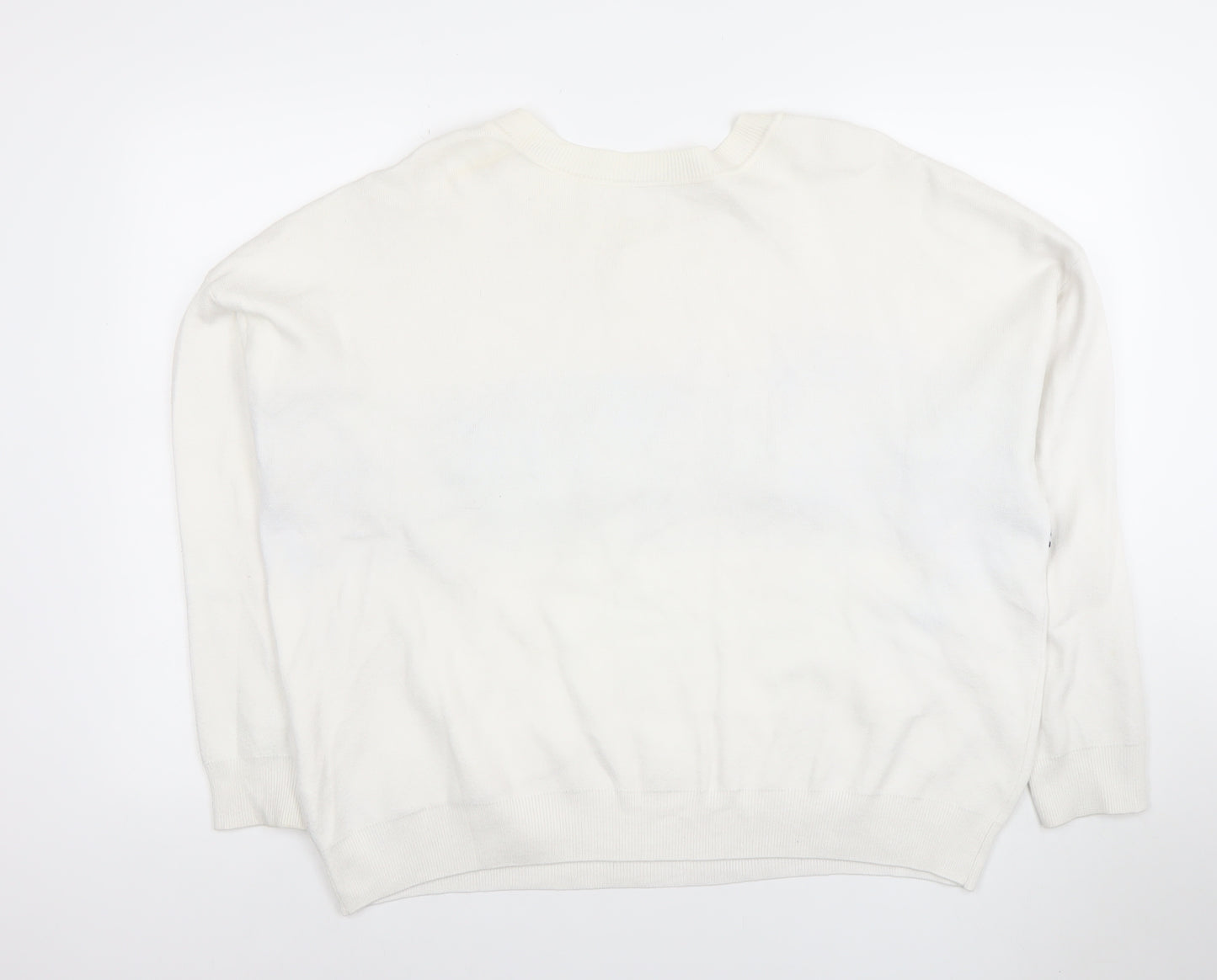 Primark Women’s White Madrid Pullover Jumper XL Crew Neck Knit