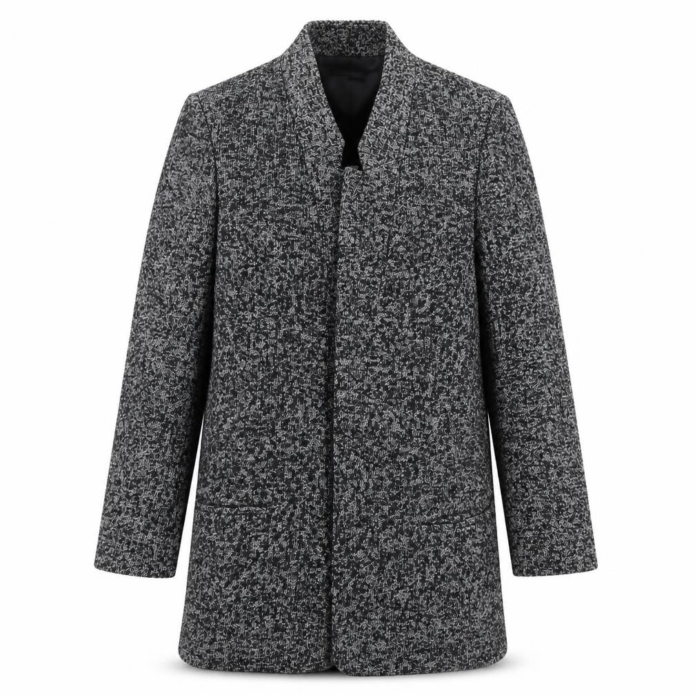 Front view of Zara Basic Women's Grey Wool Blend Mid-Length Coat M