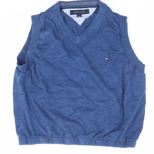 Tommy Hilfiger Women's Blue V-Neck Cotton Sleeveless Jumper Vest L
