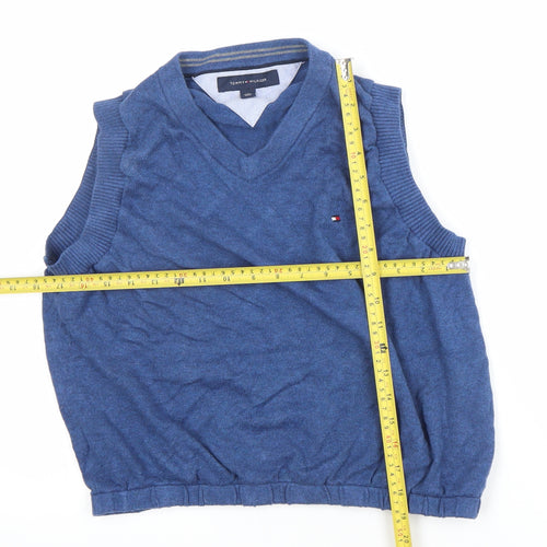 Tommy Hilfiger Women's Blue V-Neck Cotton Sleeveless Jumper Vest L