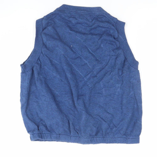 Tommy Hilfiger Women's Blue V-Neck Cotton Sleeveless Jumper Vest L