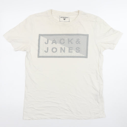 Jack & Jones Core Men's White Graphic Print Cotton T-Shirt M