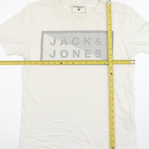 Jack & Jones Core Men's White Graphic Print Cotton T-Shirt M