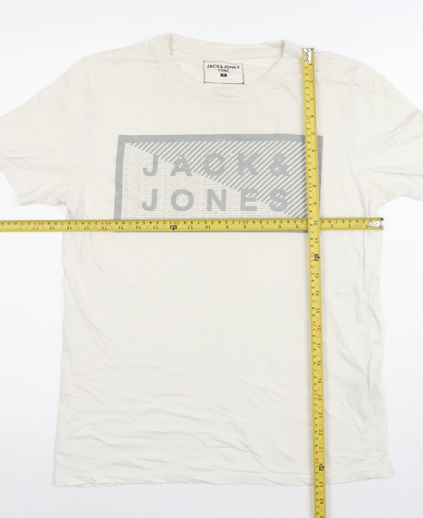 Jack & Jones Core Men's White Graphic Print Cotton T-Shirt M