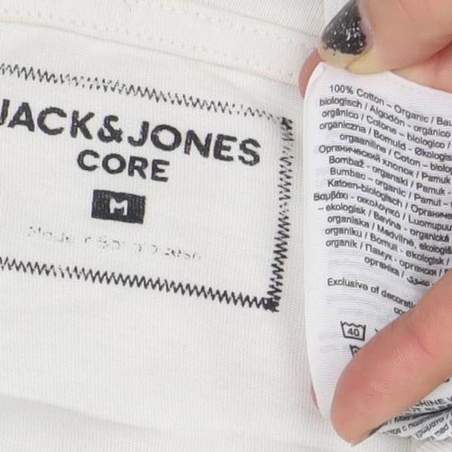 Jack & Jones Core Men's White Graphic Print Cotton T-Shirt M