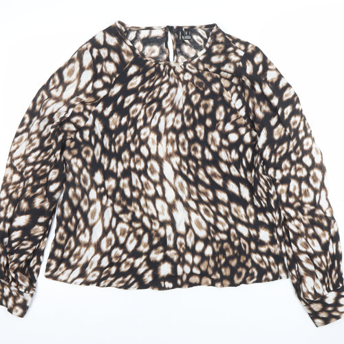 Vero Moda Women's Brown Animal Print Chiffon Blouse Size S