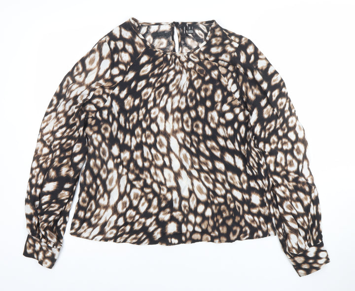 Vero Moda Women's Brown Animal Print Chiffon Blouse Size S
