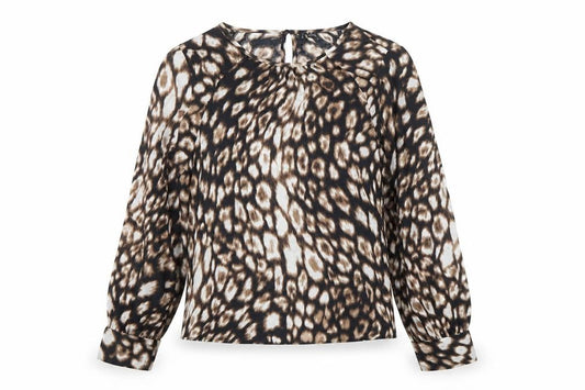 Front view of Vero Moda Women's Brown Animal Print Chiffon Blouse, size S