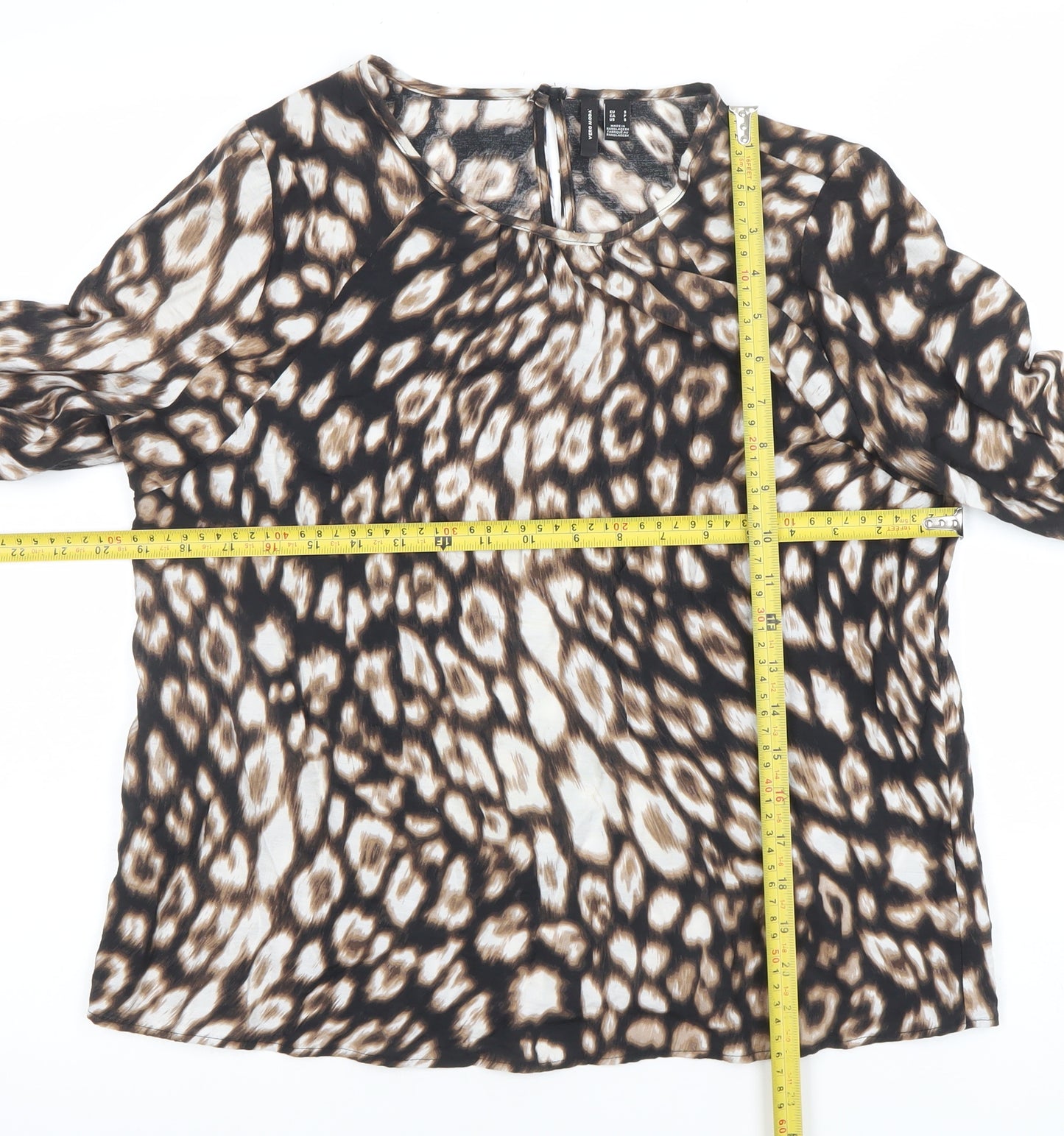 Vero Moda Women's Brown Animal Print Chiffon Blouse Size S