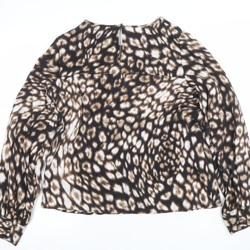 Vero Moda Women's Brown Animal Print Chiffon Blouse Size S