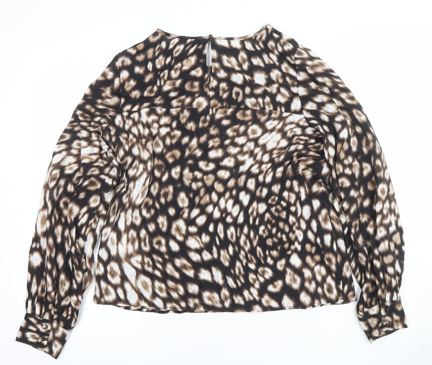 Vero Moda Women's Brown Animal Print Chiffon Blouse Size S