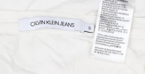 Calvin Klein Jeans Womens White Cotton Crew Neck T-Shirt Size S