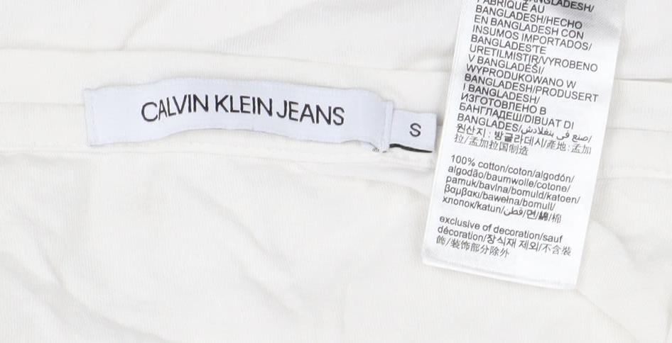 Calvin Klein Jeans Womens White Cotton Crew Neck T-Shirt Size S