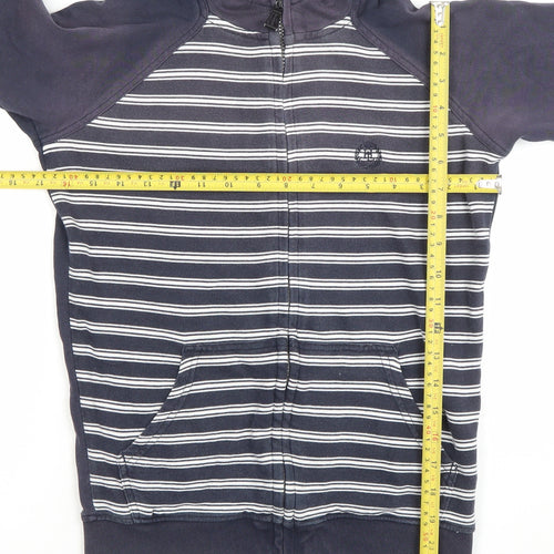 Henri Lloyd Boys Navy Blue Full Zip Hoodie 12-13 Years Striped Cotton Blend