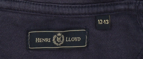 Henri Lloyd Boys Navy Blue Full Zip Hoodie 12-13 Years Striped Cotton Blend