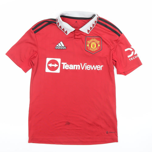 Adidas Boys Red Manchester United Football Jersey Top 13-14 Years