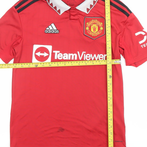 Adidas Boys Red Manchester United Football Jersey Top 13-14 Years