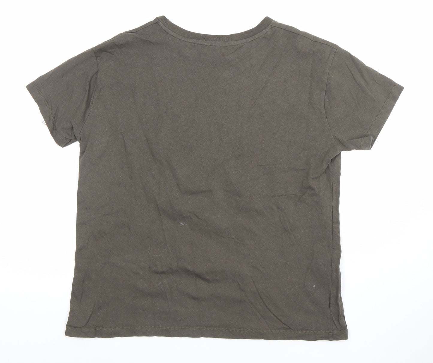 Pull & Bear Women's Brown Floral Print Cotton T-Shirt Size M
