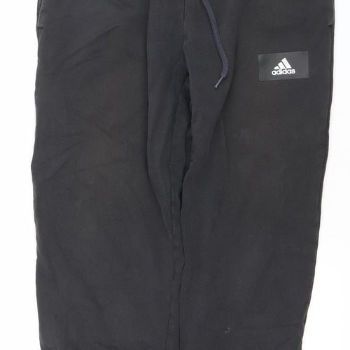 Adidas Men Black M Jogger Sweatpants 100% Cotton Drawstring Trousers