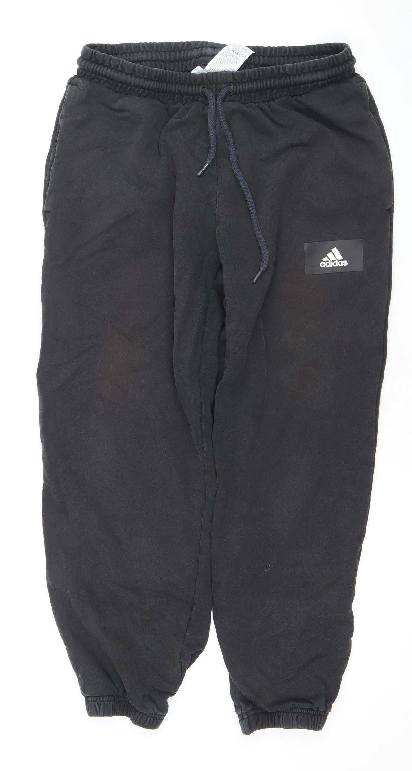 Adidas Men Black M Jogger Sweatpants 100% Cotton Drawstring Trousers