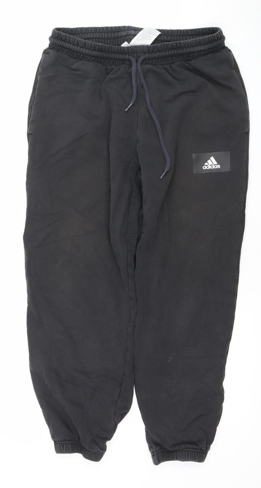 Adidas Men Black M Jogger Sweatpants 100% Cotton Drawstring Trousers