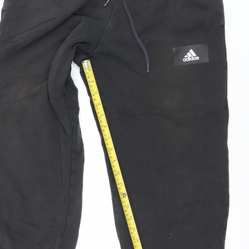 Adidas Men Black M Jogger Sweatpants 100% Cotton Drawstring Trousers