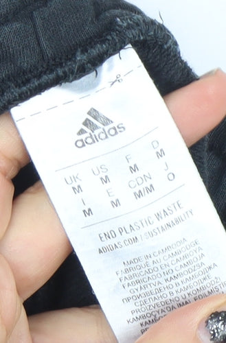 Adidas Men Black M Jogger Sweatpants 100% Cotton Drawstring Trousers
