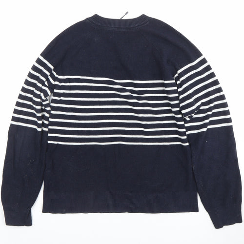 Tommy Hilfiger Women's Blue Striped Cotton Jumper Size S