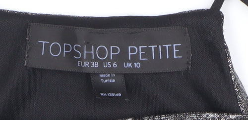 Topshop Petite Silver Metallic Halter Camisole Top UK 10 Womens Party