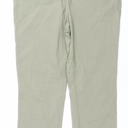 H&M Women’s Khaki Green Trousers Size 16 Cotton Blend Casual Straight Leg