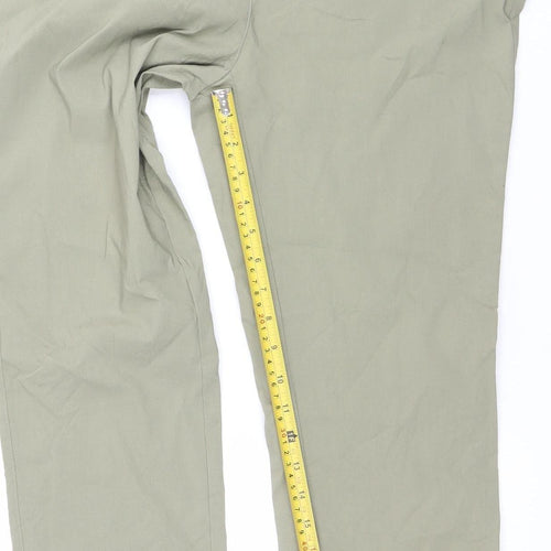 H&M Women’s Khaki Green Trousers Size 16 Cotton Blend Casual Straight Leg