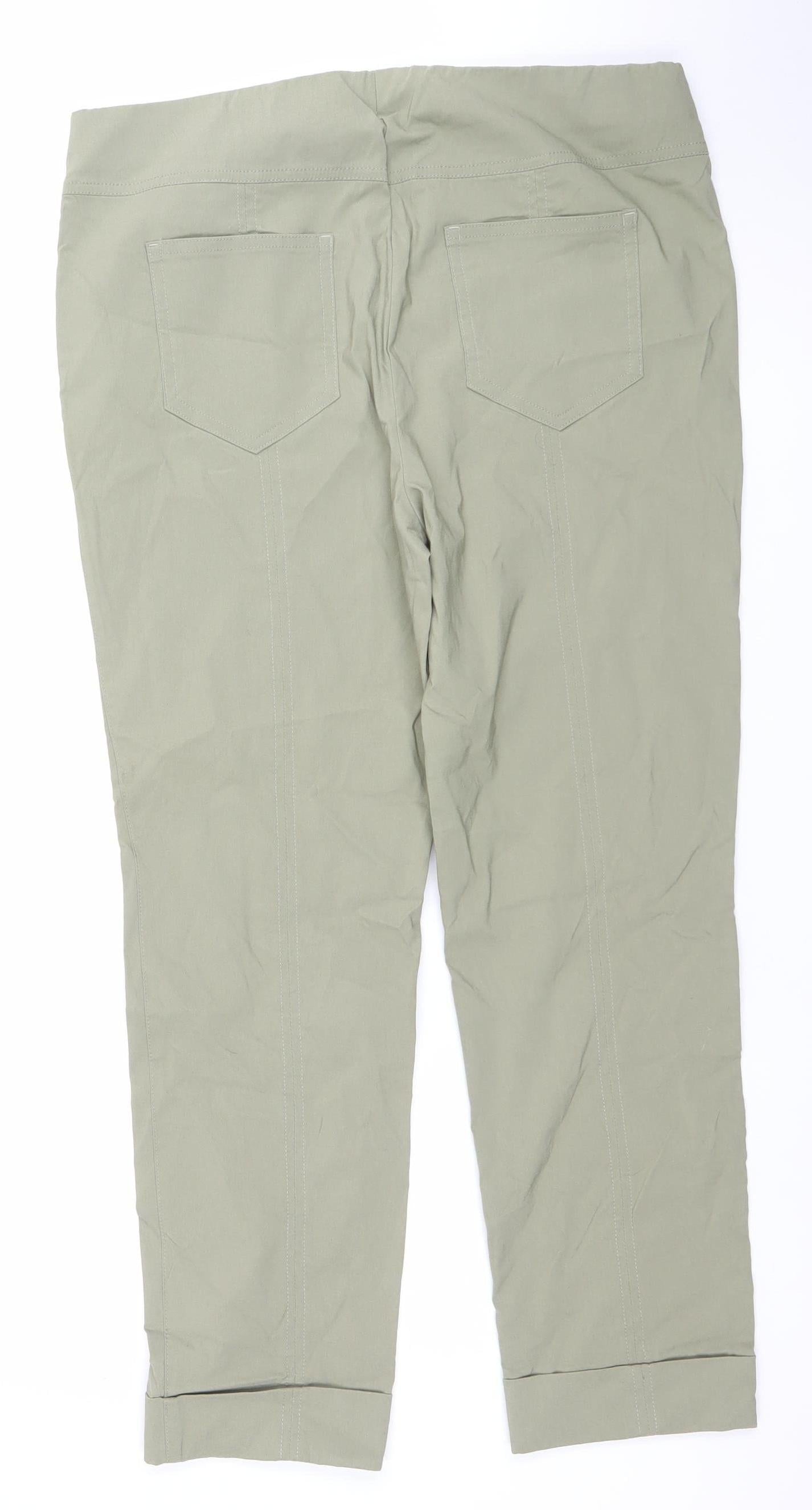 H&M Women’s Khaki Green Trousers Size 16 Cotton Blend Casual Straight Leg