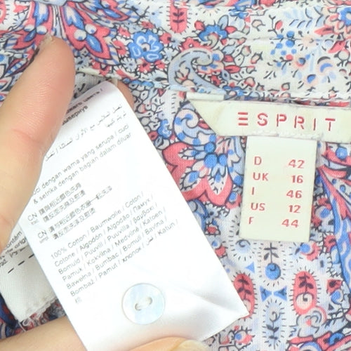 Esprit Womens Multicoloured Paisley Cotton Sleeveless Tunic Blouse Size 16