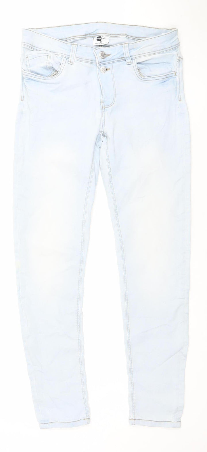 Everme Women’s Light Blue Skinny Jeans UK 16 Mid Rise Stretch Denim