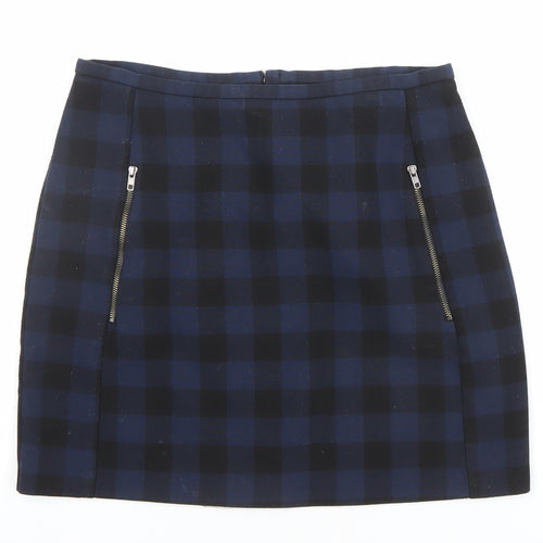 New Look Women’s Blue Check Short Stretch Pencil Skirt Size 8