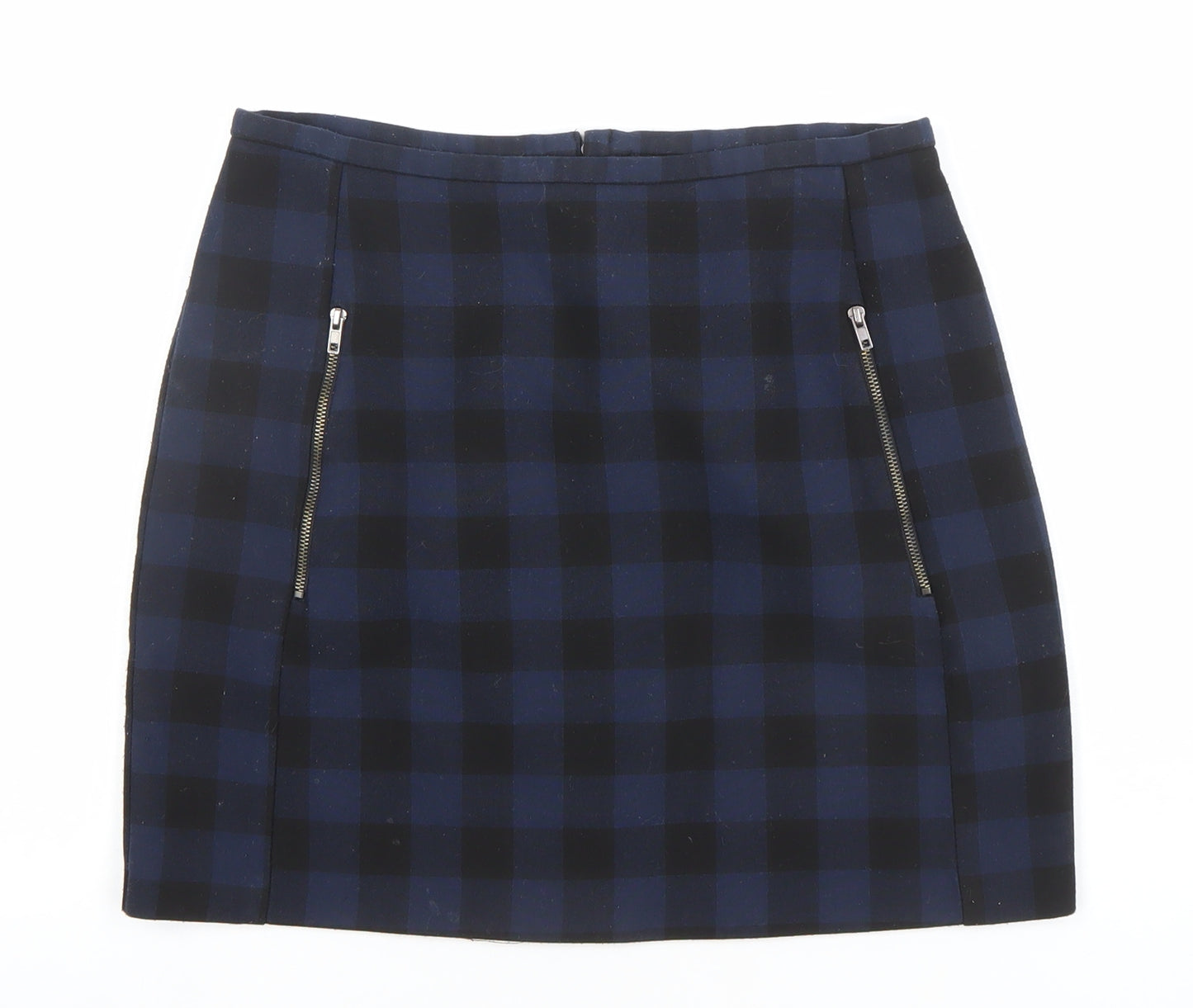 New Look Women’s Blue Check Short Stretch Pencil Skirt Size 8