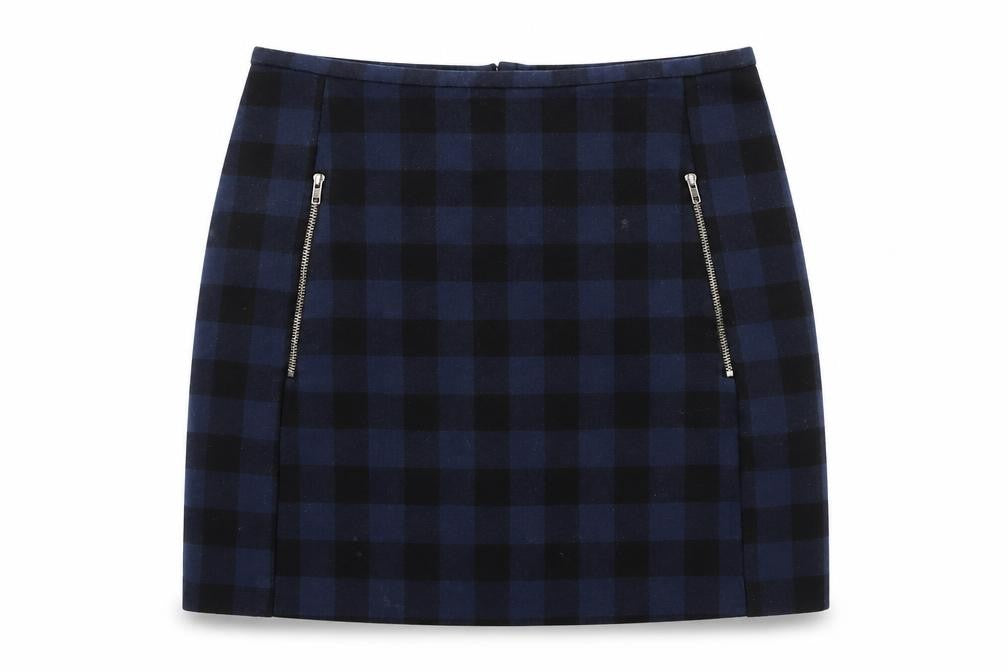 New Look Women’s Blue Check Short Stretch Pencil Skirt Size 8