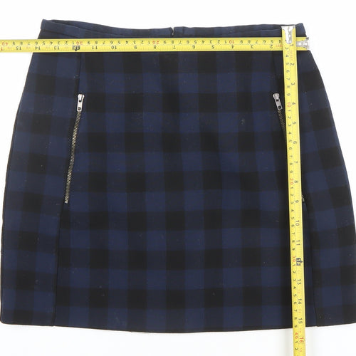 New Look Women’s Blue Check Short Stretch Pencil Skirt Size 8