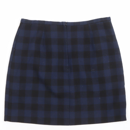 New Look Women’s Blue Check Short Stretch Pencil Skirt Size 8