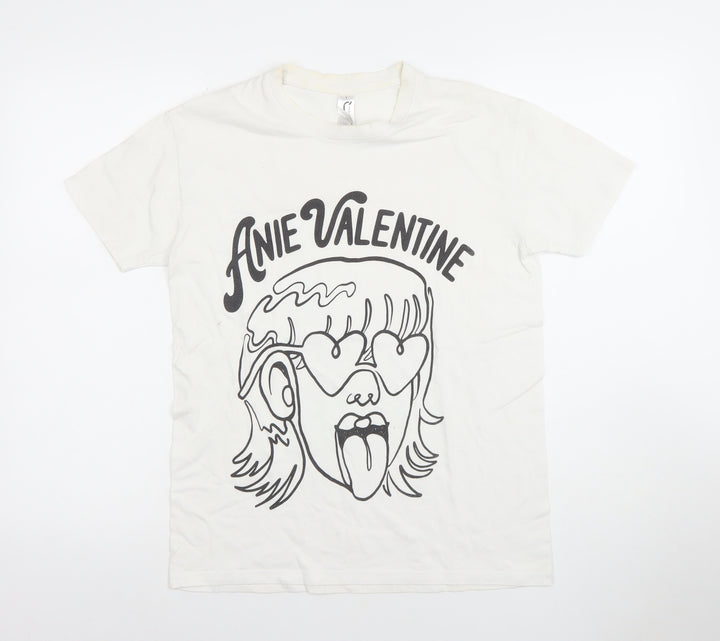 SOL'S Men's White Anie Valentine Graphic Print Cotton T-Shirt Size S