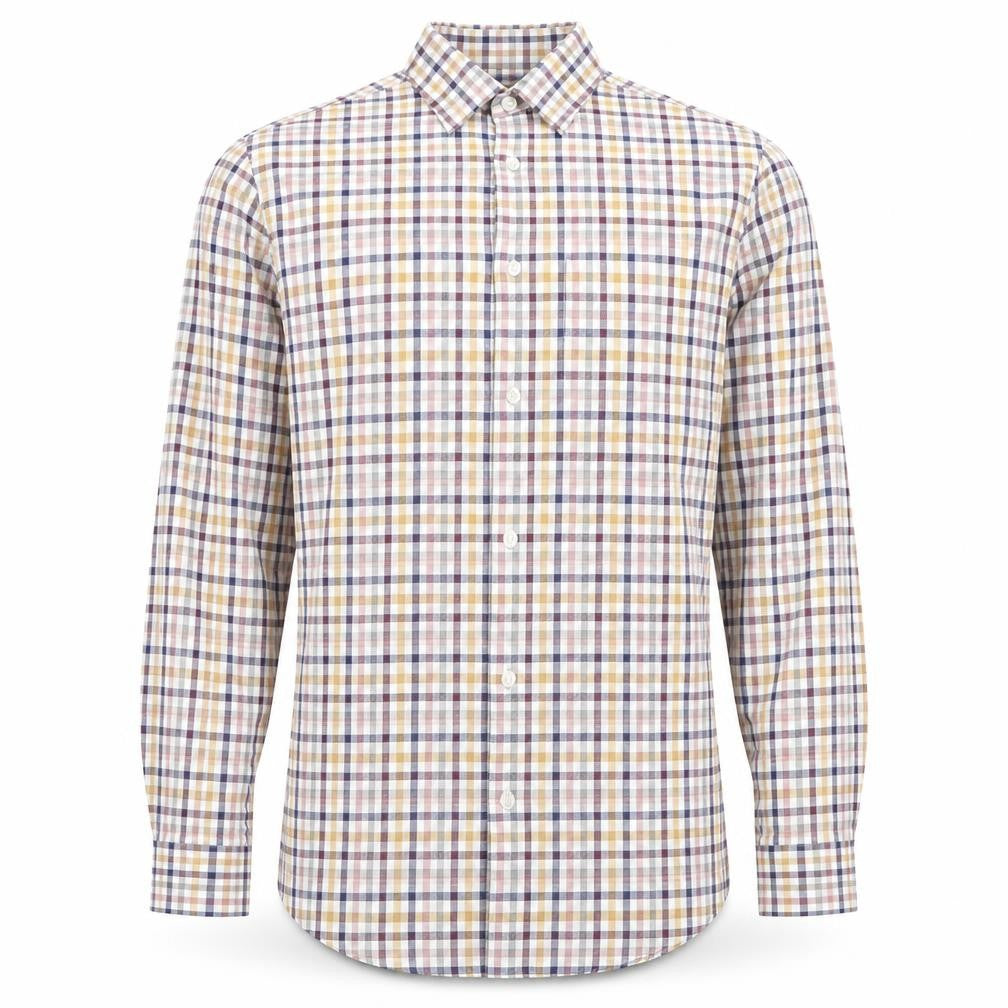 Front view of Marks & Spencer Men's Multicoloured Check Cotton Shirt 14.5in Regular Fit