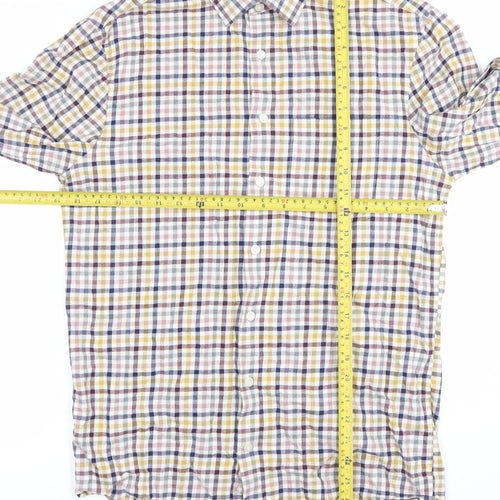 Marks and Spencer Men's Multicoloured Check Cotton Shirt 14.5in Regular Fit